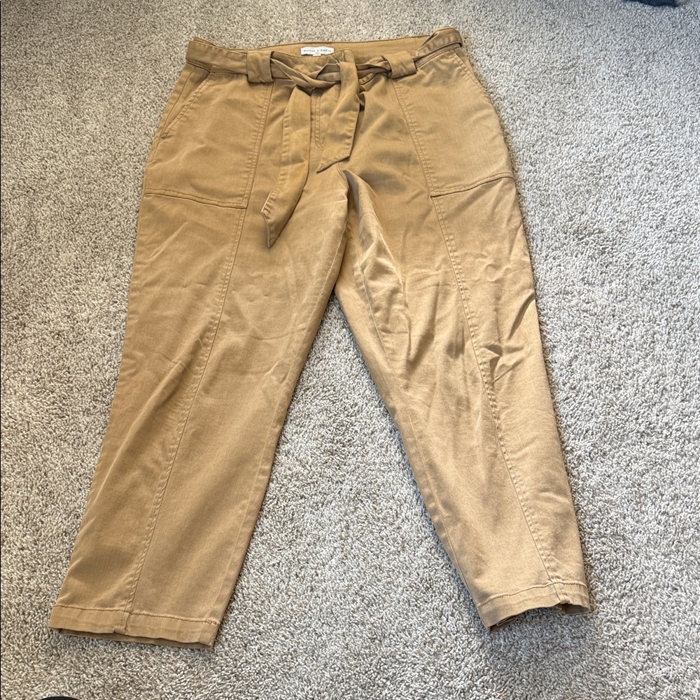 Women's Tan Tie-Waist Trousers